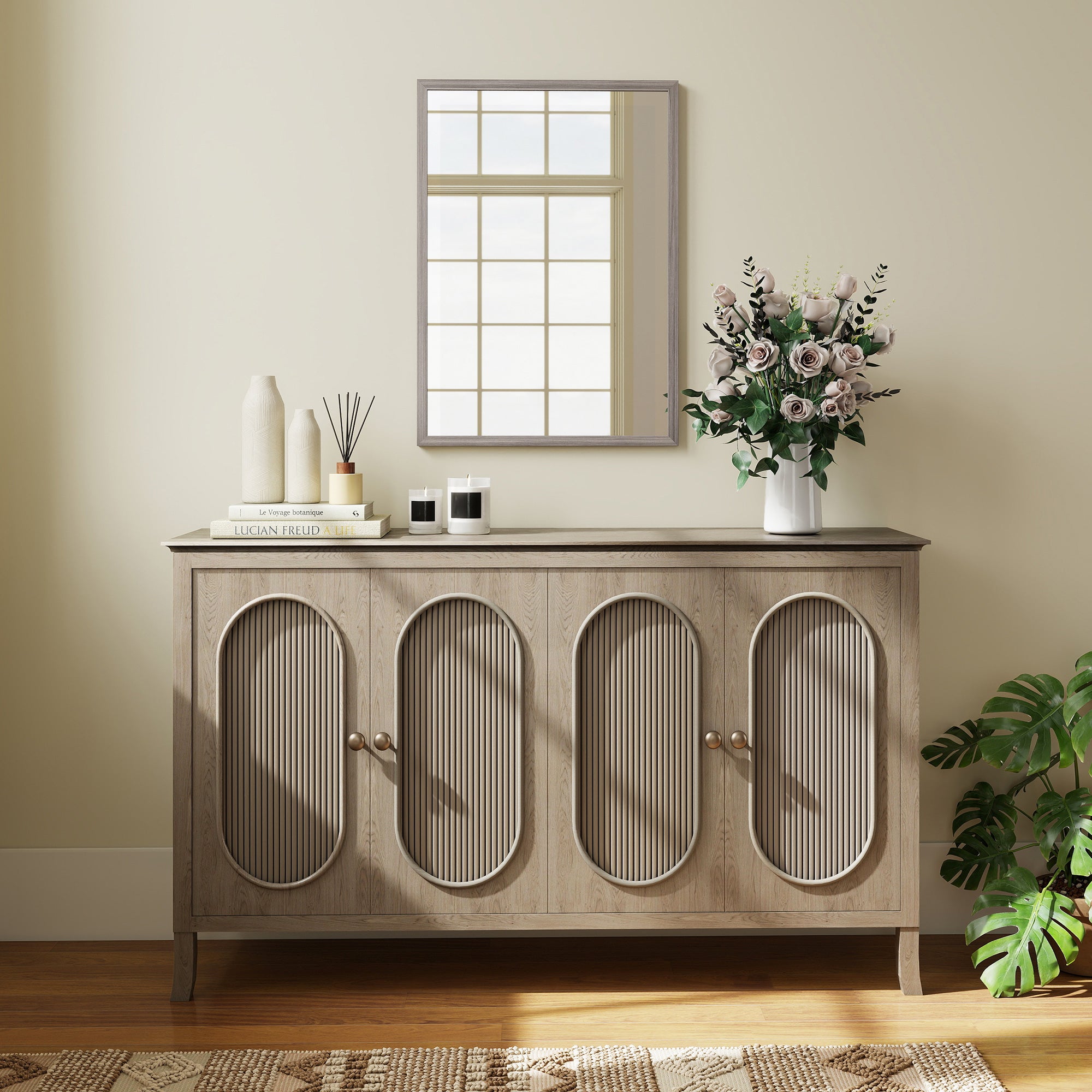 HOMCOM Wall Bathroom Mirror, 50 x 70 cm Wall-Mounted Mirror for Living Room, Bedroom, Hallway, Grey 