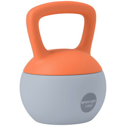 SPORTNOW Soft Kettlebell, 10kg Kettle Bell with Non-Slip Handle for Home Gym Weight Lifting and Strength Training, Orange and Grey 