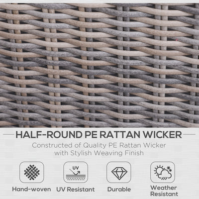 Outsunny 5 Piece Rattan Garden Furniture Set w/ 10cm Thick Cushions, Aluminium Frame Wicker Outdoor Balcony Sofa Set with Corner Armchairs, Ottomans, and Glass Top Table, Mixed Brown 