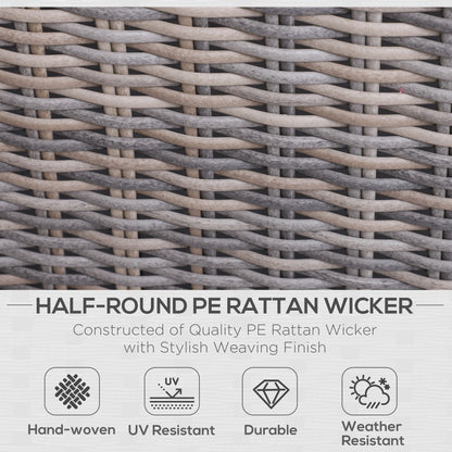 Outsunny 5 Piece Rattan Garden Furniture Set w/ 10cm Thick Cushions, Aluminium Frame Wicker Outdoor Balcony Sofa Set with Corner Armchairs, Ottomans, and Glass Top Table, Mixed Brown 