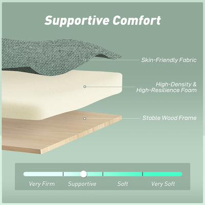 HOMCOM Three-Way 2 Seater Sofa Bed with Three-position back and Two Soft Pillows - Green 