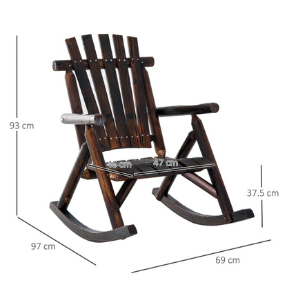 Outsunny Outdoor Fir Wood Rustic Patio Adirondack Rocking Chair Traditional Rustic Style & Pure Comfort 