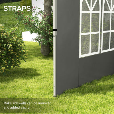 Outsunny Gazebo Side Panels, Sides Replacement with Window for 3x3(m) or 3x4m Pop Up Gazebo, 2 Pack, Dark Grey 
