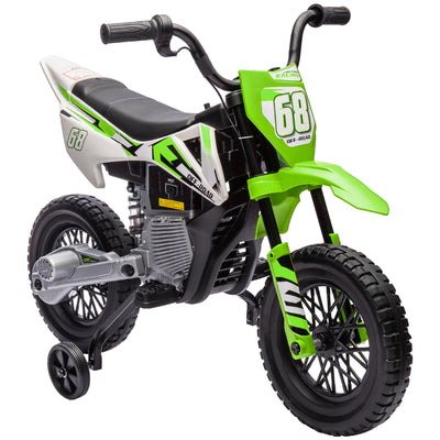 AIYAPLAY 12V Kids Electric Motorbike, Kids Electric Ride on motorcycle w/ Twist Grip Throttle, Training Wheels, Green 