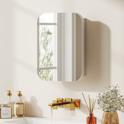 HOMCOM Bathroom Medicine Cabinet with Mirror, Bathroom Wall Cabinet with Adjustable Shelves, Soft Close Hinges, White 