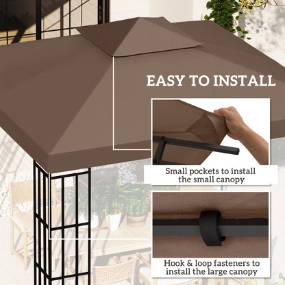 Outsunny 3x3 m Double-Tier Canopy Top Replacement-Coffee 