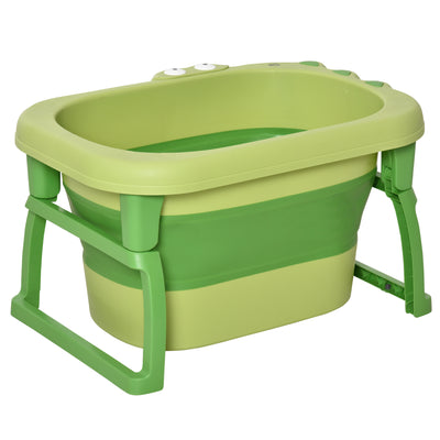 HOMCOM Foldable Baby Bathtub, with Stool - Green 