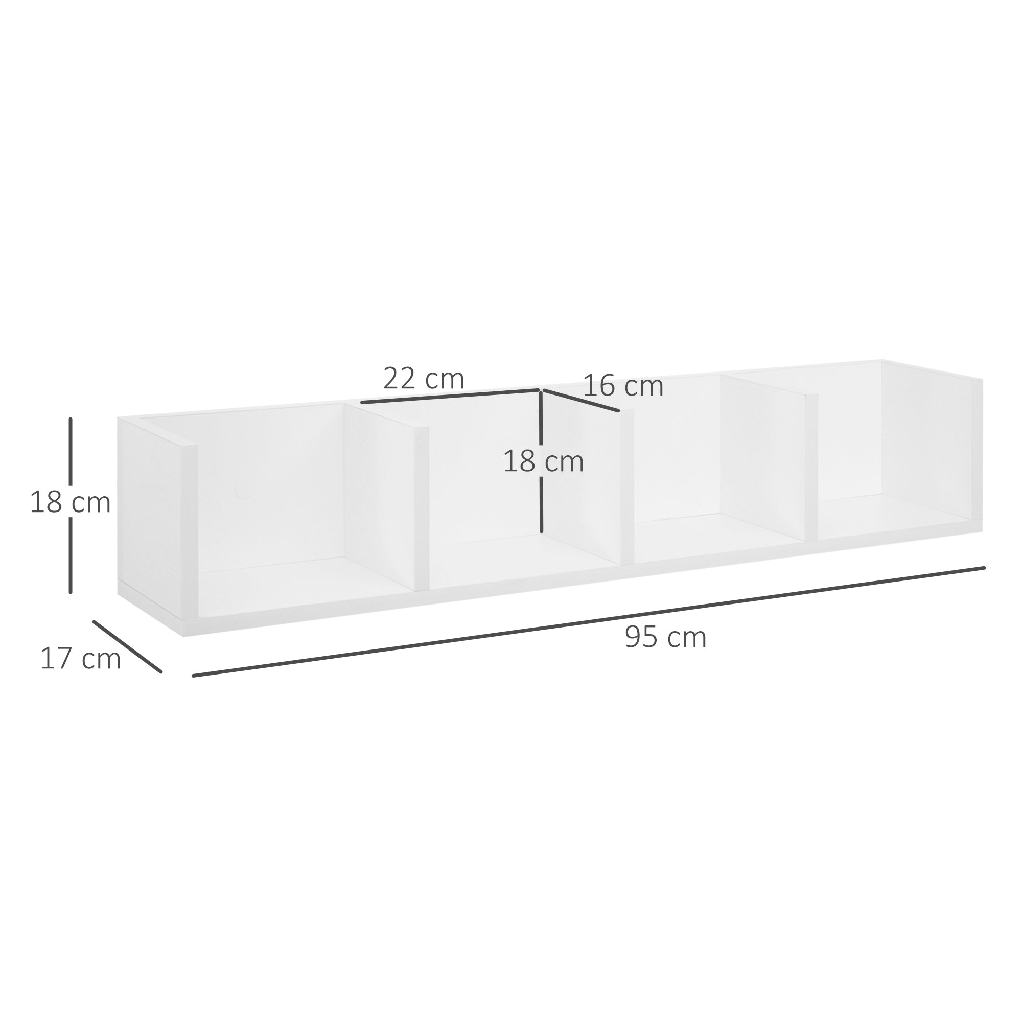 HOMCOM Wall Mount 84 CD / 56 DVD/Blu-ray/ Media Storage Rack 4 Cubes Wooden Shelf Organizer Unit Bookcase Display (White) 