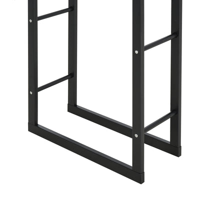 HOMCOM Metal Firewood Log Holder Tall Firewood Rack Indoor Outdoor Fireplace Wood Storage Shelf with Side Rails, Rust-Resistant, Black, 60W x 25D x 100H cm 