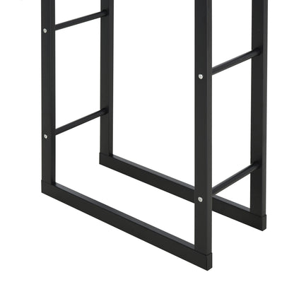 HOMCOM Metal Firewood Log Holder Tall Firewood Rack Indoor Outdoor Fireplace Wood Storage Shelf with Side Rails, Rust-Resistant, Black, 60W x 25D x 100H cm 