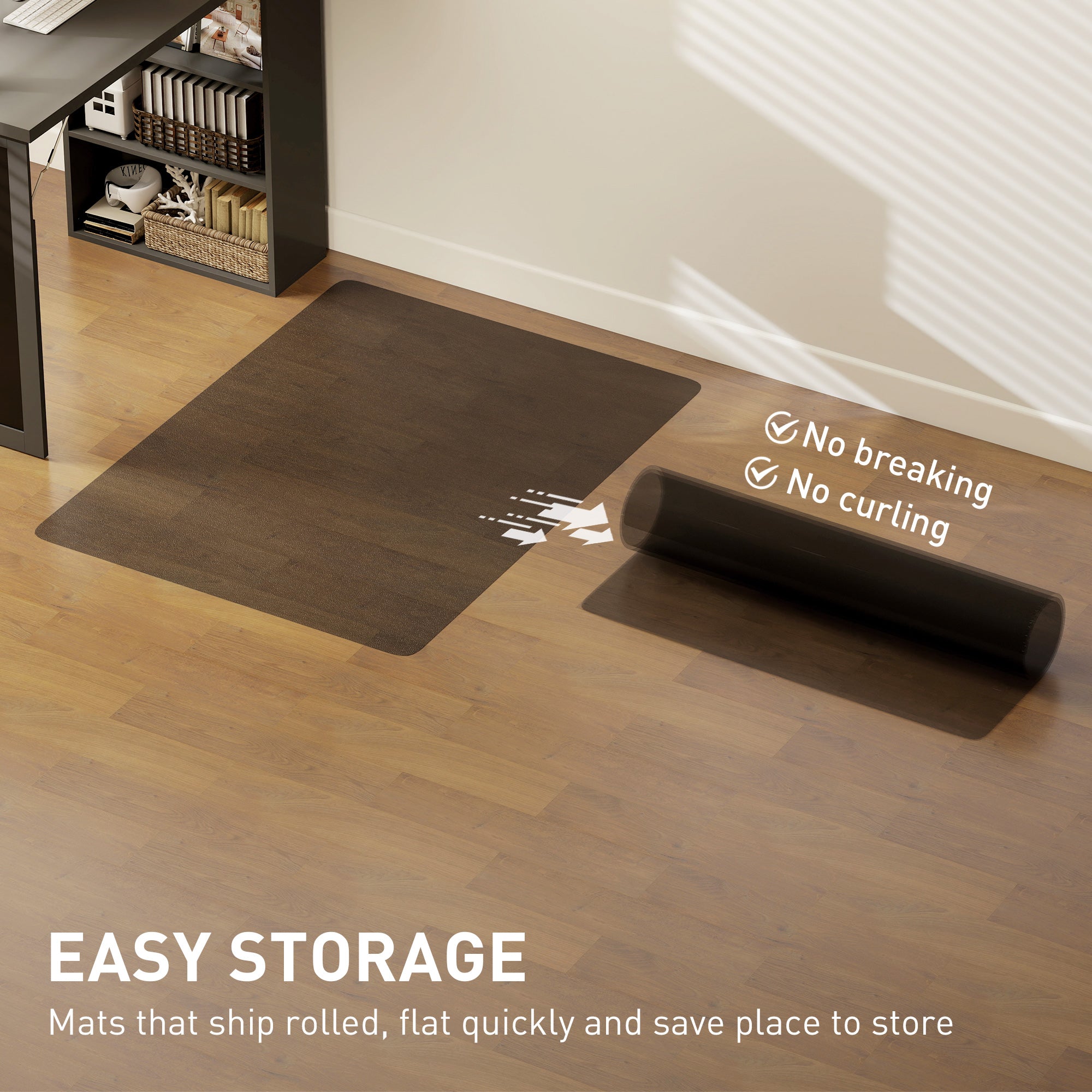 HOMCOM Chair Mat for Hard Floors, 90 x 120 cm Non-Slip Floor Mats for Wood/Tile Protection, Office & Home, Black