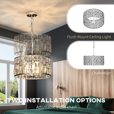 HOMCOM 72 Glass Crystallite Chandelier - Silver-Tone 