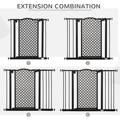 PawHut 74-105cm Pet Safety Gate Stair Barrier, with Auto Close, Double Locking - Black 