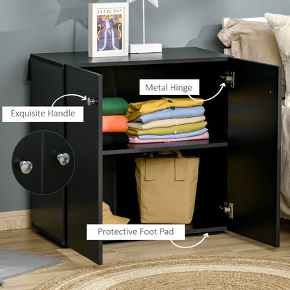 HOMCOM Storage Cabinet w/ Two Shelves Wooden Sideboard Freestanding Kitchen Cupboard Bookcase - Black 