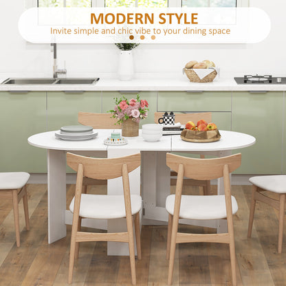 HOMCOM Folding Dining Table, Drop Leaf Table for Small Spaces, Oval Tabletop for Dining Room, Ash Wood-Effect 
