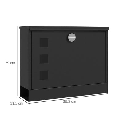 HOMCOM Wall Mounted Letterbox, Weatherproof Post Box, Modern Mailbox with 2 Keys and Viewing Windows, Easy to Install 