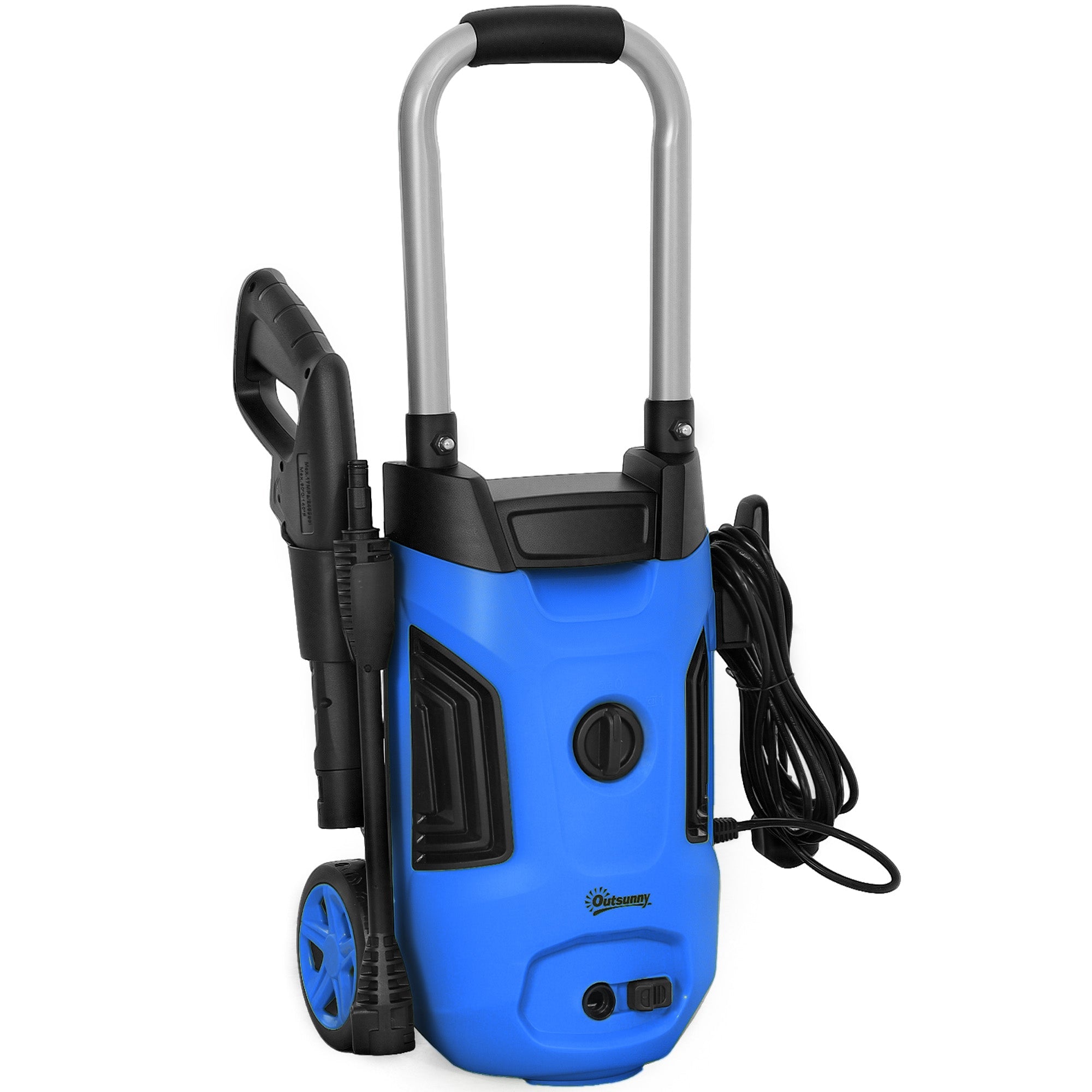 Outsunny 1800W High Pressure Washer, 150 Bar Pressure, 420 L/h Flow, Portable Electric Power Washer Jet Wash Cleaner with Adjustable Nozzle, 6M Hose, Steel Handle for Home Patio Car Driveway, Blue 