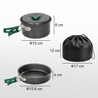 Outsunny Camping Cookware Set, 8-Piece Ultralight Camping Cooking Kit with Anti-Scald Handles, Grey 