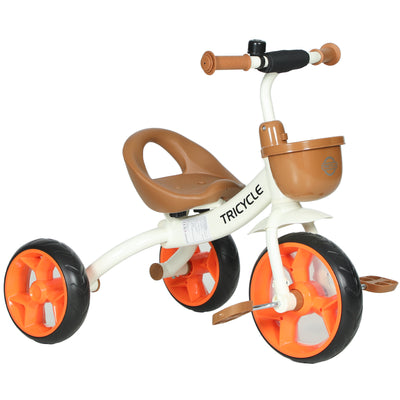 AIYAPLAY Kids Trike, Toddler Tricycle with Front Basket and EVA Wheels for Ages 2-5 Years, Indoor Outdoor for Boys Girls, Orange 