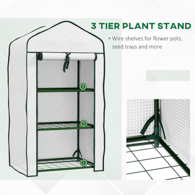 Outsunny Three-Tier Mini Greenhouse - White 