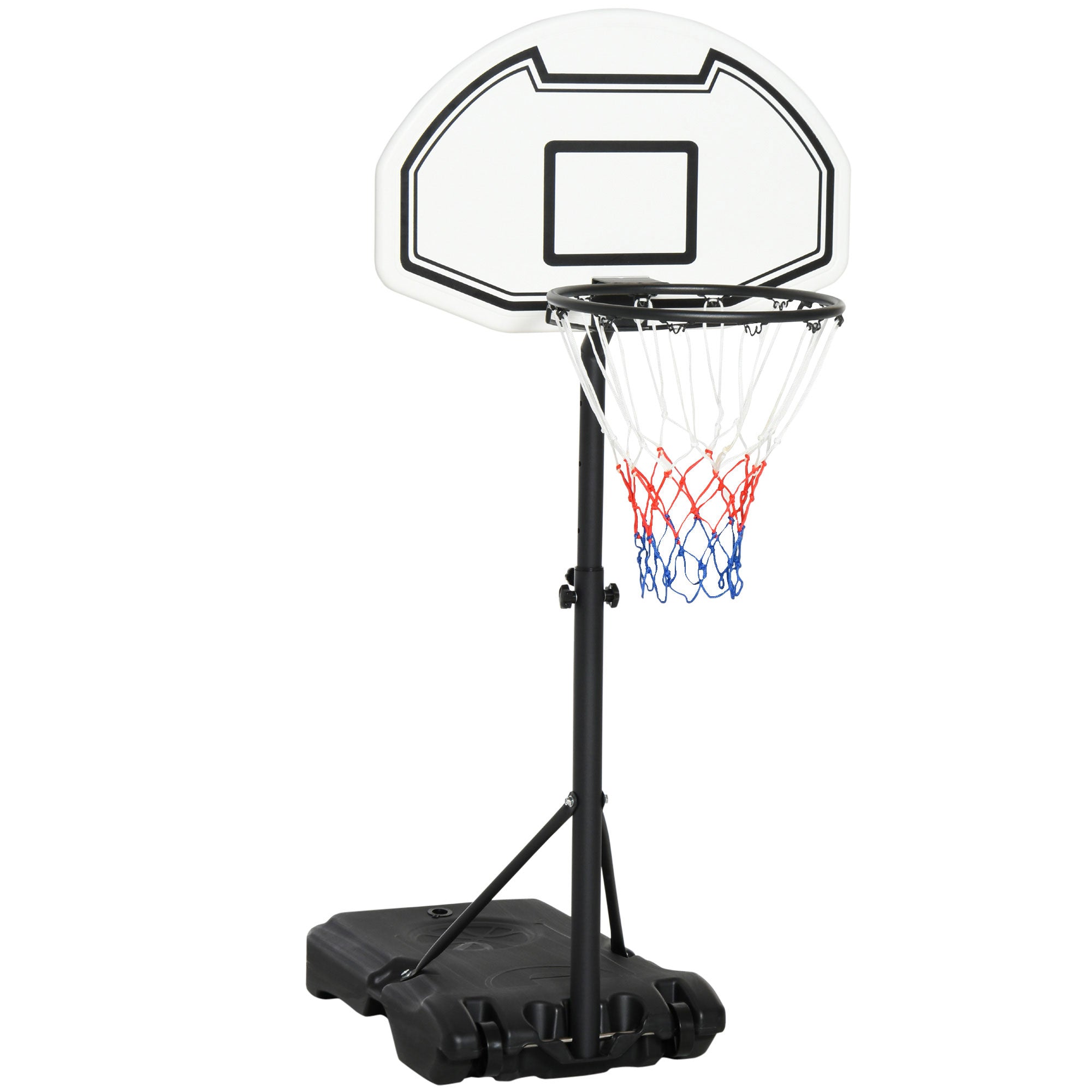 HOMCOM Portable Basketball Stand 94-123cm Basket Height Adjustable Hoop For Adults Suitable for Pool Side 