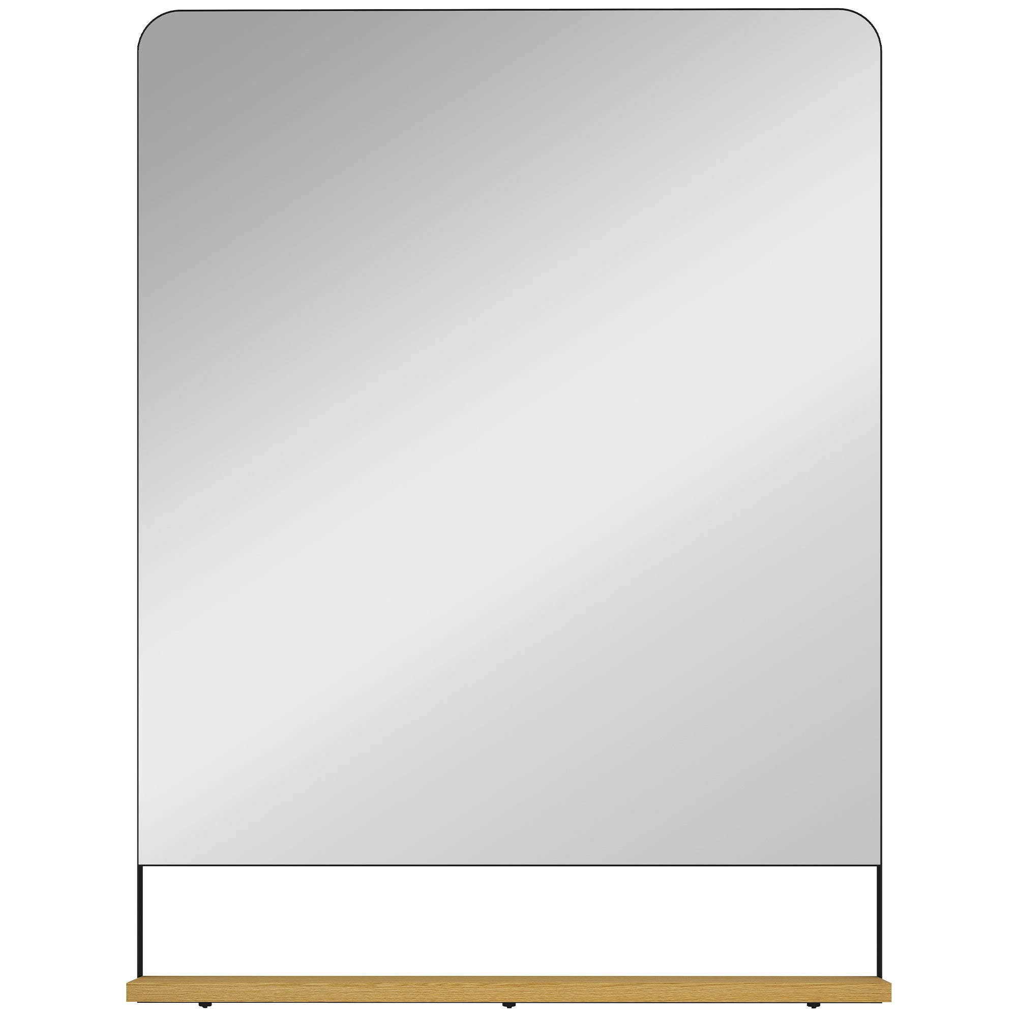 HOMCOM Wall Mirror with Wood Shelf - Black 