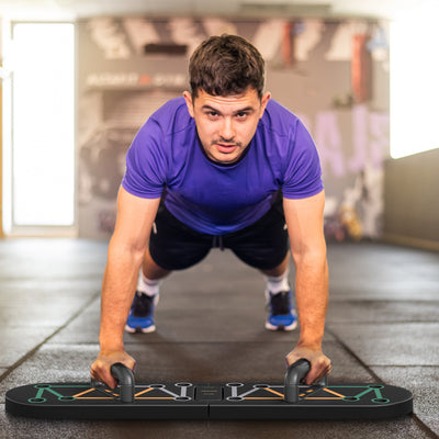 SPORTNOW Foldable Push Up Board, 11-in-1 Press Up Board, Portable Pushup Stand with Non-slip Pads, Multi-function Home Gym Equipment for Arm, Shoulder, Chest Muscle Training Fitness, Black 