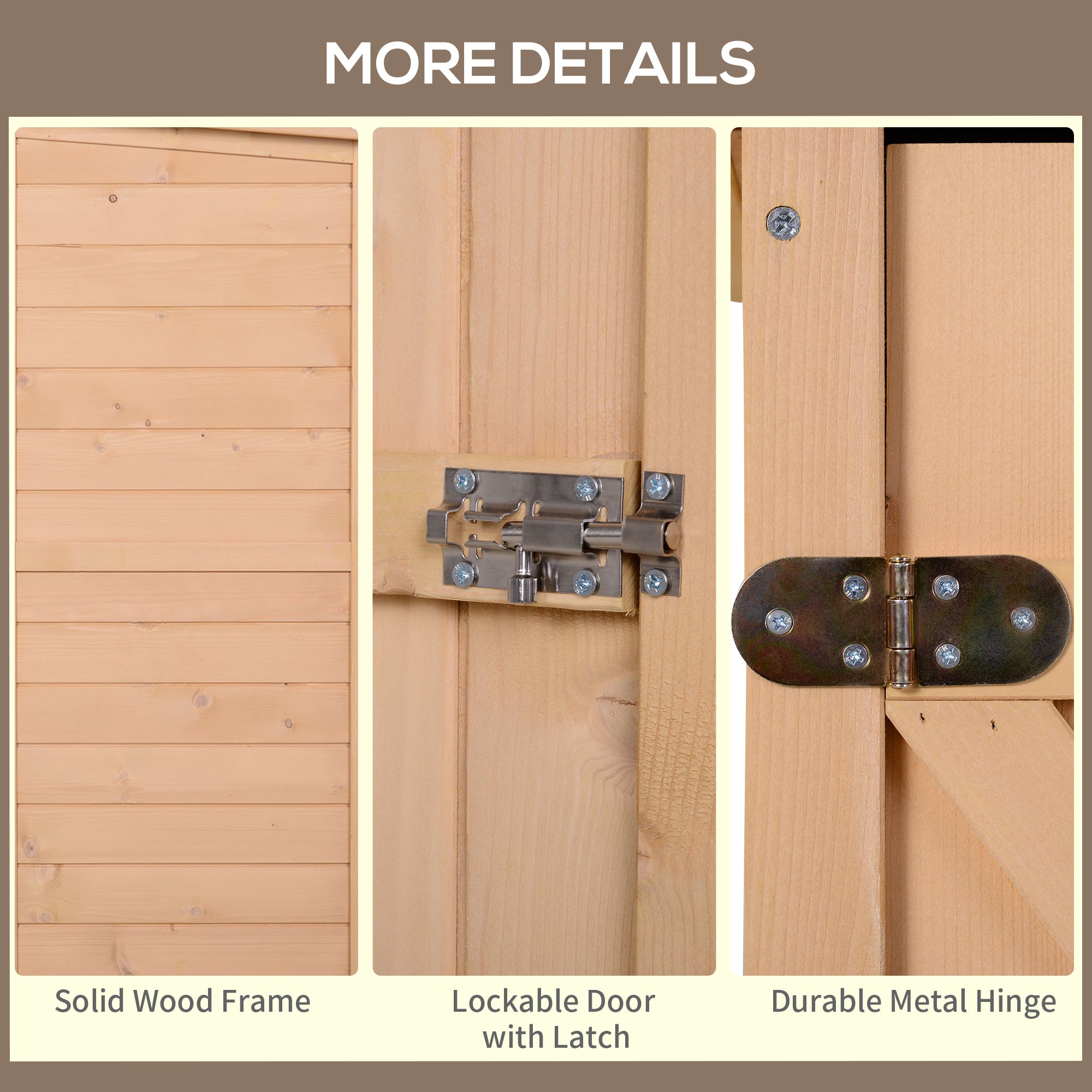 Outsunny Wooden Small Shed, Garden Storage Shed with Shelves and Bolt Latch, 75L x 56W x115H cm, Natural 