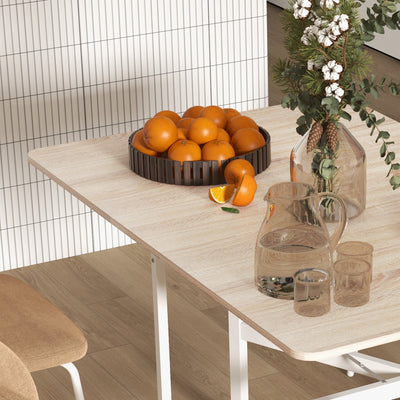 HOMCOM 4-6 Person Drop Leaf Dining Table - Oak 