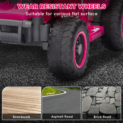 AIYAPLAY 6V Electric Quad Bike for Kids, Ride On ATV w/ Forward Backward, Headlights, for 18-36 Months, Pink 