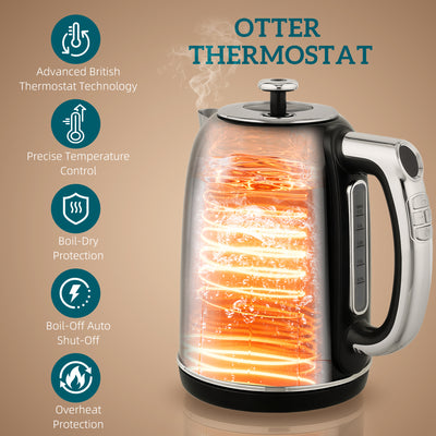 HOMCOM Polished Retro 40-100°C Kettle and Toaster Set - Black 