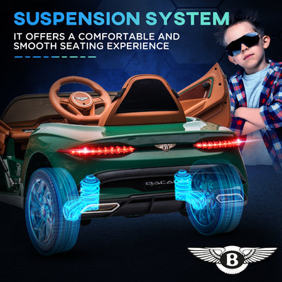 HOMCOM Bentley Bacalar Licensed 12V Kids Electric Car, with Remote Control, Horn, Lights, Music, Suspension Wheels, Green 