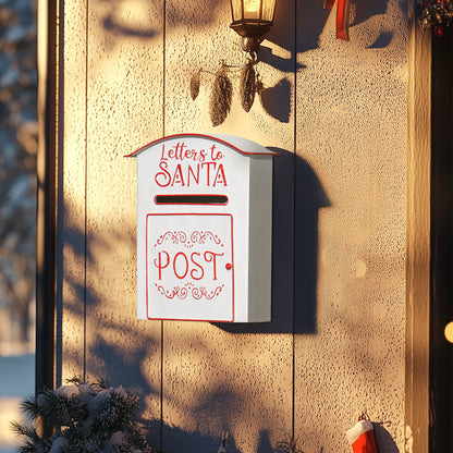 HOMCOM A5 Christmas Letter Postbox - White/Red 