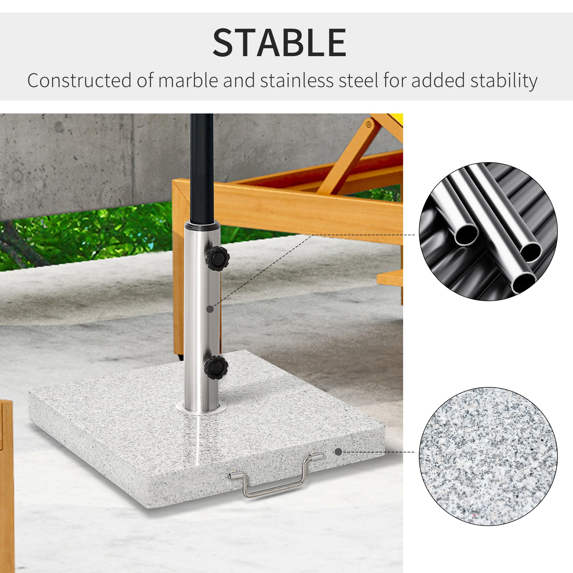 Outsunny 25kg Garden Umbrella Base Durable Parasol Holder Patio Furniture Outdoor Sunshade Marble Stand 