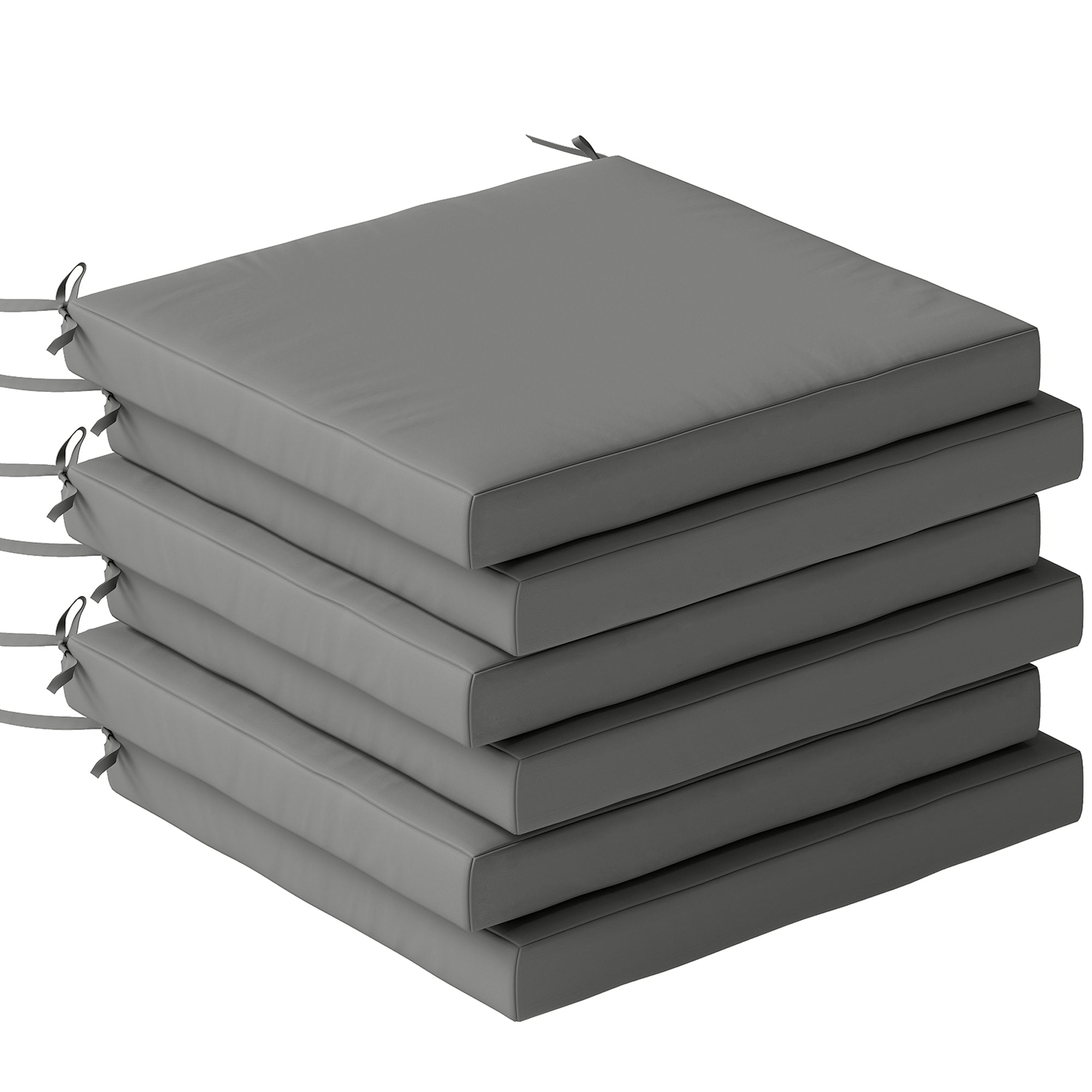 Outsunny Set of 6 Outdoor Seat Cushions with Machine Washable Cover, Water Repellent Seat Cushions Dark Grey 