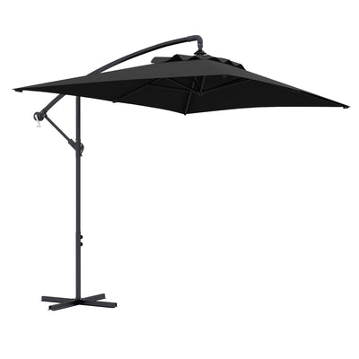 Outsunny 3m Cantilever Overhanging Parasol, with Cross Base - Black 