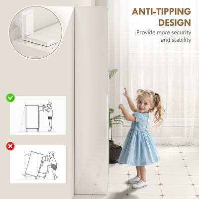 kleankin Tall Bathroom Cabinet with Mirror and Adjustable Shelf - High Gloss White 