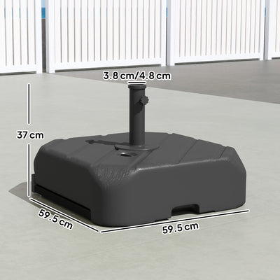 Outsunny Garden Parasol Base with Wheels, Telescopic Handle, 72 kg /45 kg Fillable Sun Umbrella Base Parasol Stand, Black 