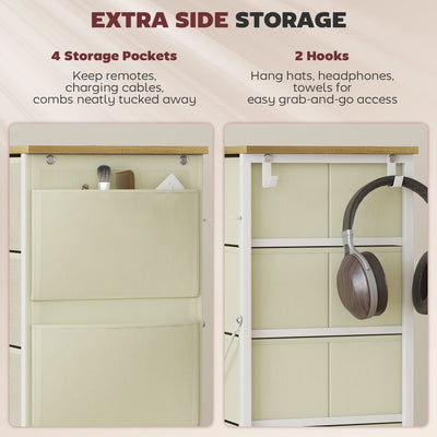 HOMCOM Chest of Five Fabric Drawers - Beige 