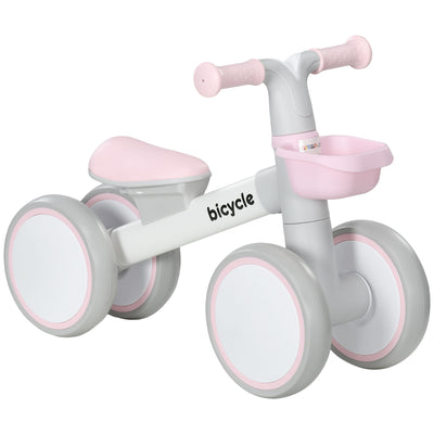 AIYAPLAY Kids Balance Bike for 1-3 Years Old with Adjustable Seat, Silent Wheels, Pink 