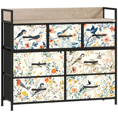 HOMCOM 7-Drawer Chest of Drawers - White 