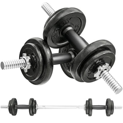 SPORTNOW 2-in-1 Adjustable Dumbbells Set, 20kg Cast Iron Weights Dumbbells Set with Non-Slip Grip for Strength Training, Weight Lifting, Bodybuilding, Home Gym Workout Equipment for Men & Women 