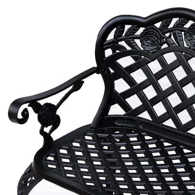 Outsunny Garden Bench, Cast Aluminium, 107Lx58Wx85H cm-Black 