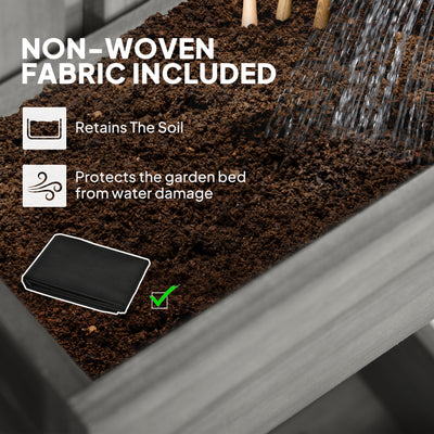 Outsunny Wall-mounted Wooden Garden Planters with Trellis, Drainage Holes and 3 Planter Boxes for Patio, Grey 