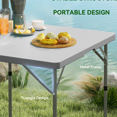 Outsunny 3ft Folding Camping Table, Heavy Duty Picnic Table with 2 Adjustable Height for Indoor Outdoor Garden, Party, BBQ, Dark Grey 