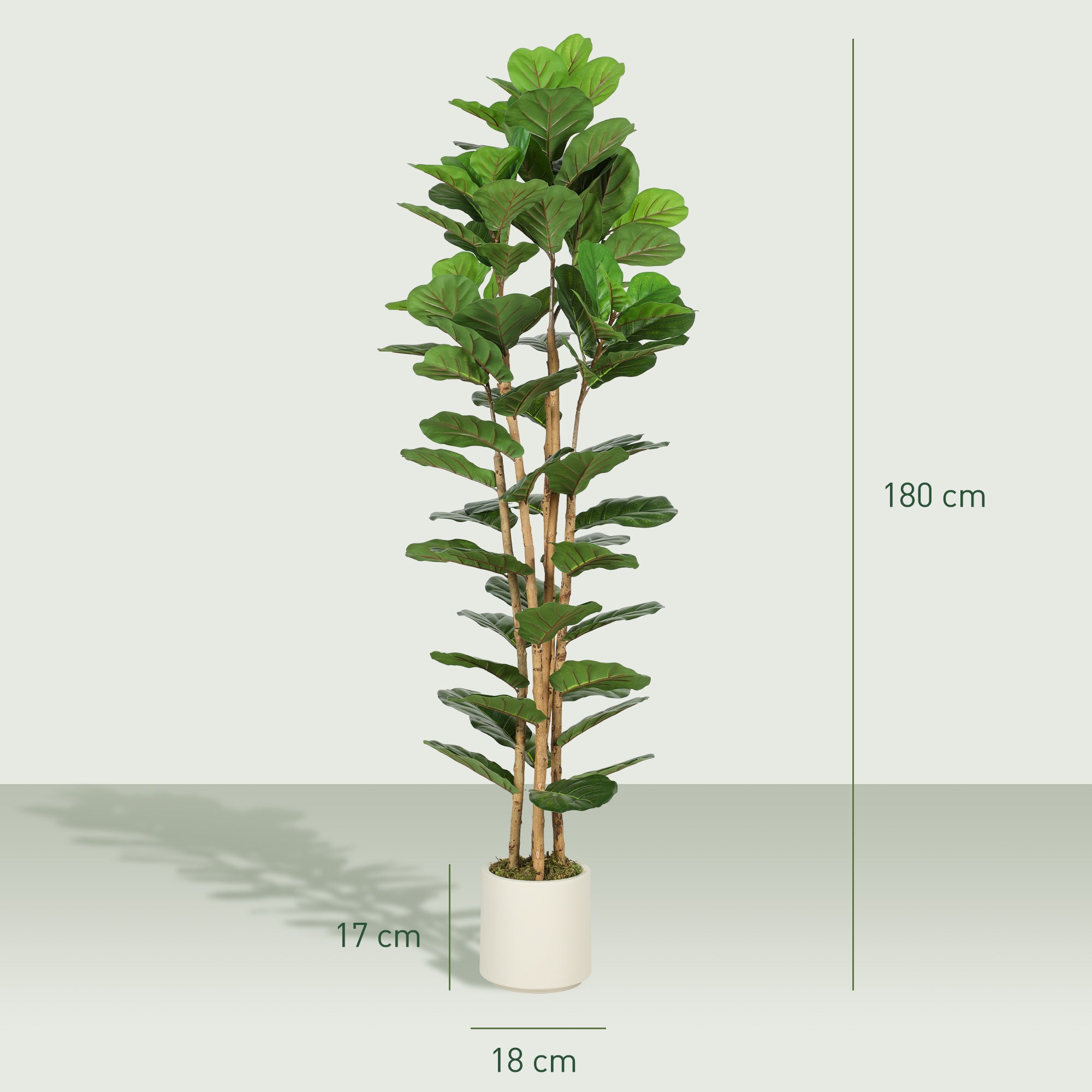 HOMCOM 180cm Artificial Fiddle Leaf Fig Tree - Green 