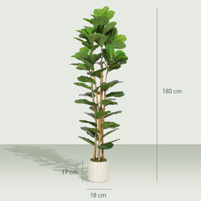HOMCOM 180cm Artificial Fiddle Leaf Fig Tree - Green 