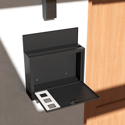 HOMCOM Wall Mounted Letterbox, Weatherproof Post Box, Modern Mailbox with 2 Keys and Viewing Windows, Easy to Install 