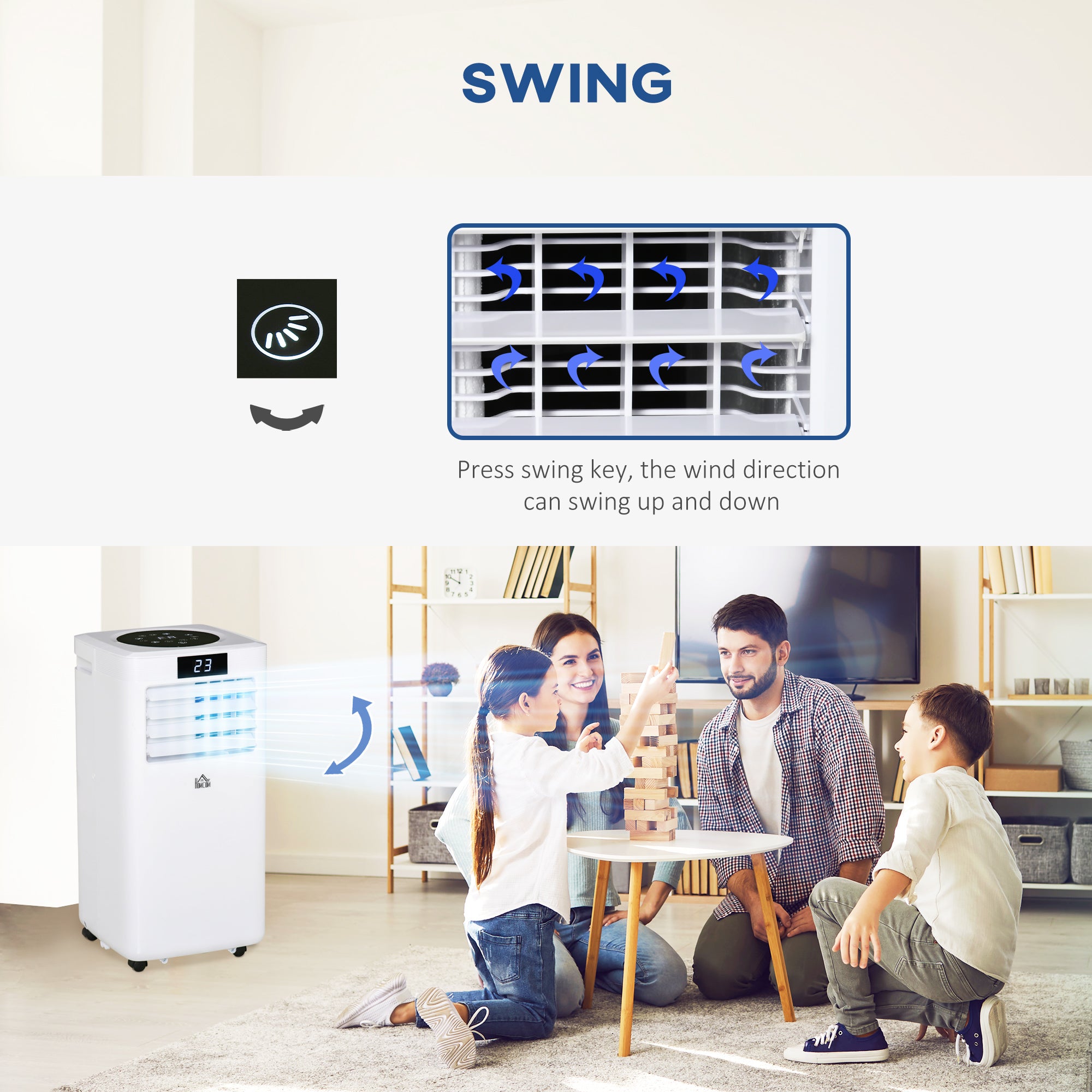 HOMCOM 7000 BTU Air Conditioning Unit, 3-in-1 Portable Air Conditioner, Dehumidifier, Cooling Fan with Remote Control, Digital Display, 2 Speeds, 24H Timer, Window Venting Kit, 15m\'c2\'b2