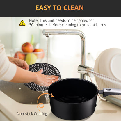 HOMCOM 7L Family Size Digital Air Fryer Oven with Air Fry, Roast, Broil, Bake, Dehydrate, 8 Presets, Rapid Air Circulation, Timer, Preheat, Non-stick Basket, Inner Light for Oil Free & Low Fat, 1500W 